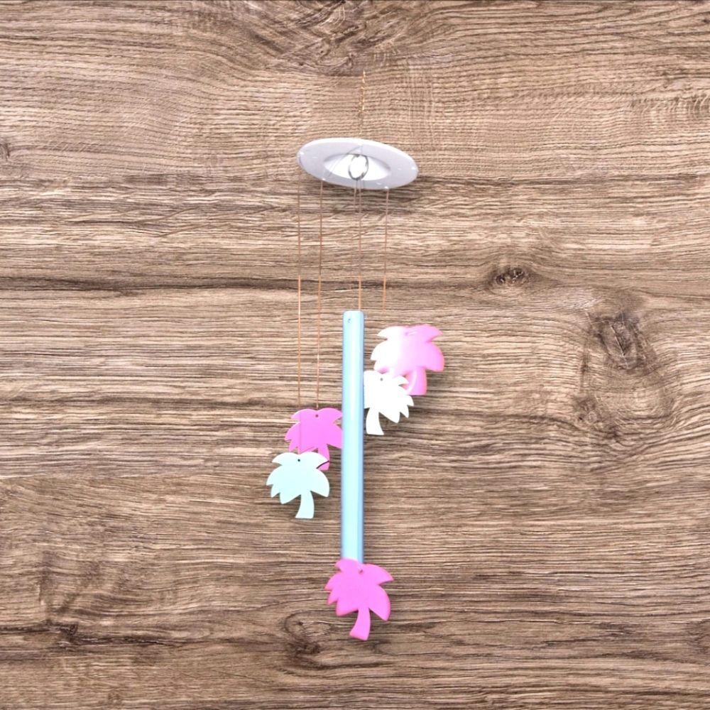Pink and White Palm Leaf Wind Chime